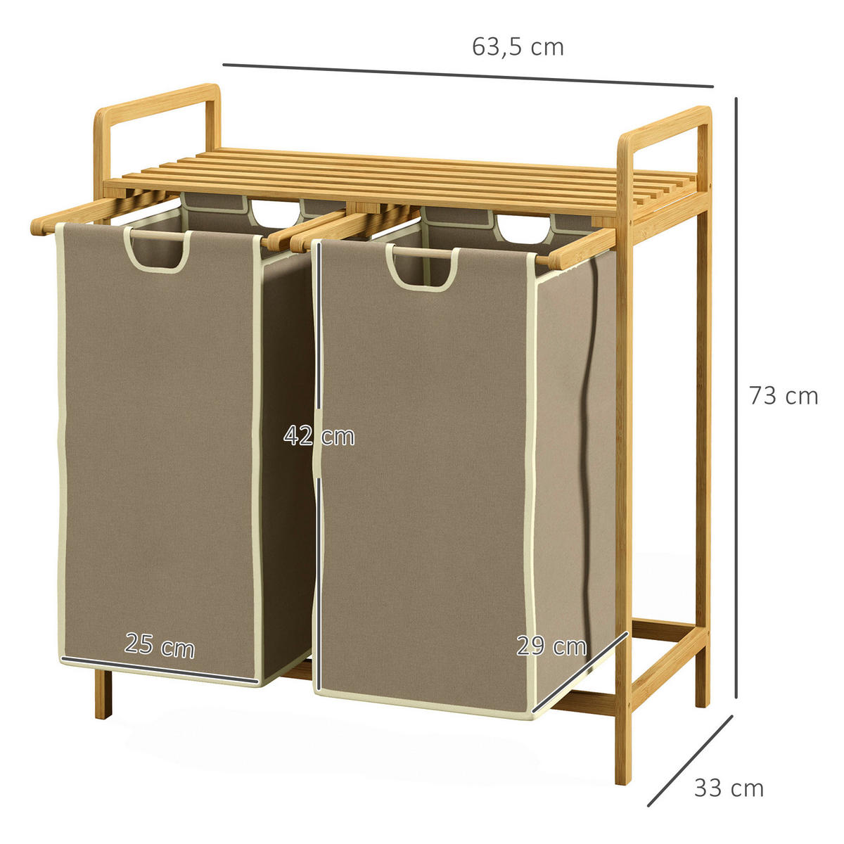 HOMCOM Wäschekorb creme B/H/L: ca. 33x63,5x73 cm Wäschekorb - natur/creme (73,00/33,00/63,50cm) - HOMCOM