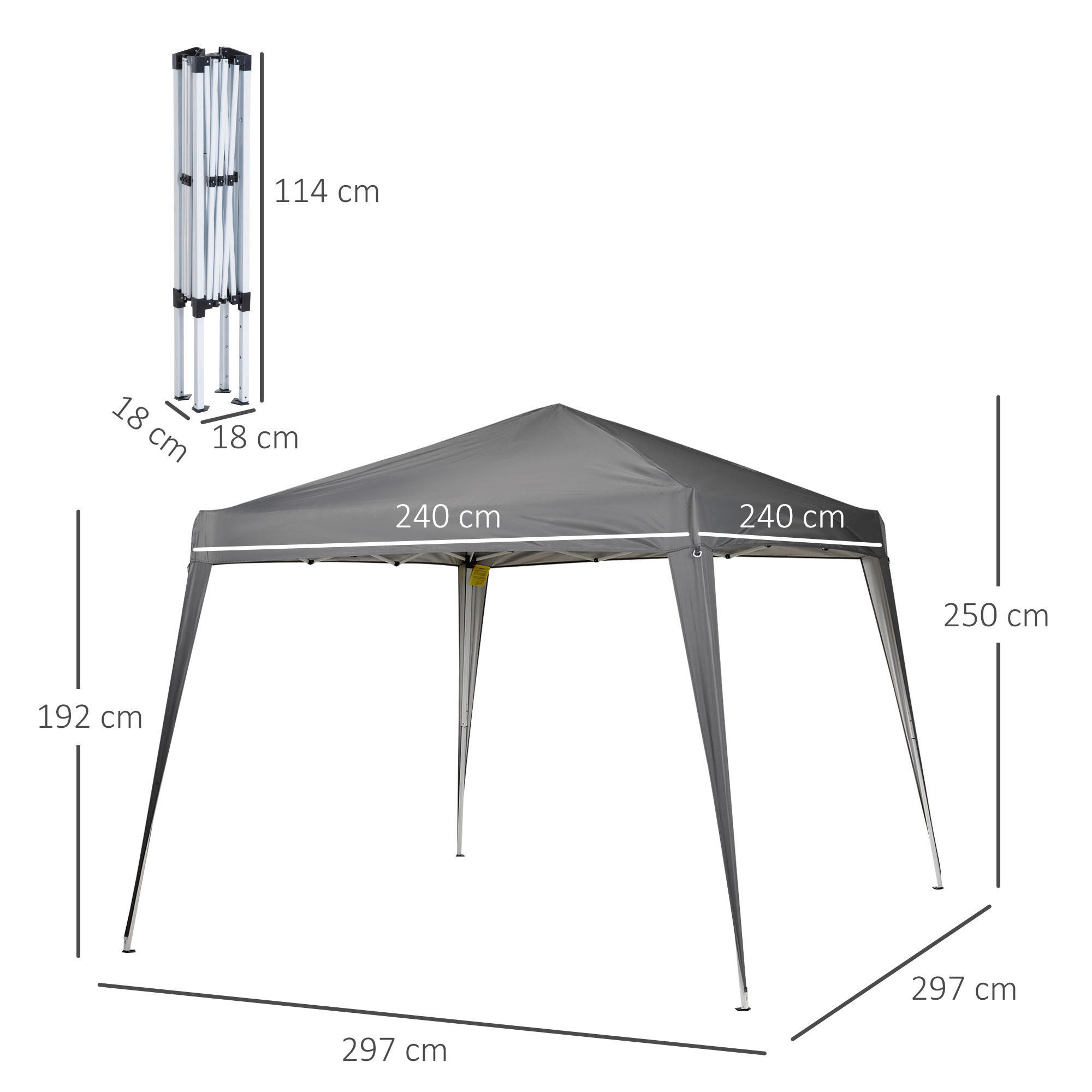 Outsunny Pavillon grau Stoff B/H/L: ca. ...