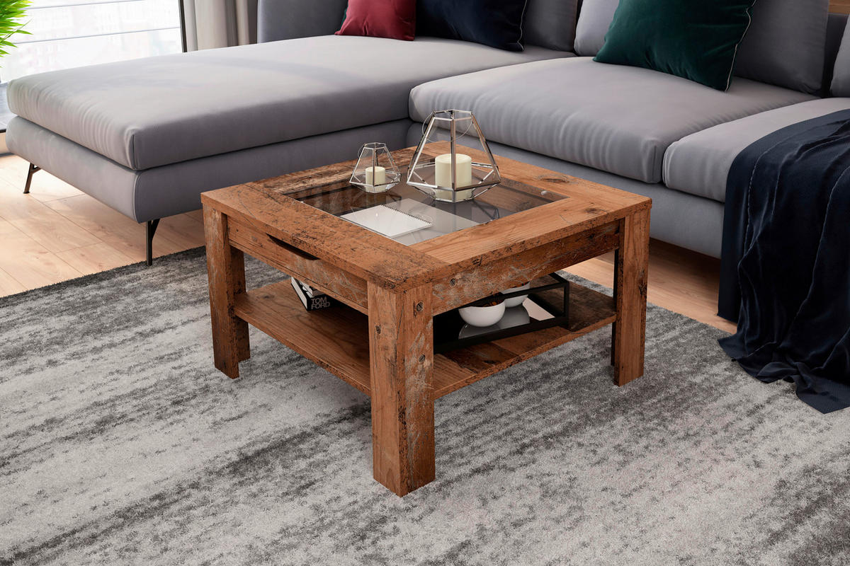 Couchtisch RALPH Eiche Old Wood Nachbildung B/H/T: ca. 67x43x67 cm RALPH - Eiche (67,00/43,00/67,00cm) - byLIVING