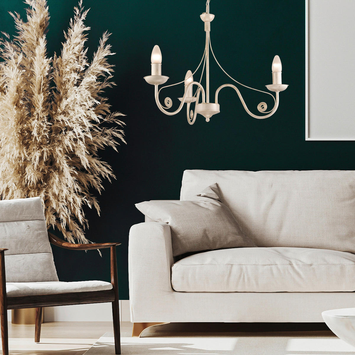 Lamkur Pendelleuchte DONATO 22512 weiß Stahl H/L: ca. 72x45 cm E14 3 Brennstellen Donato - weiß (45,00cm) - Lamkur