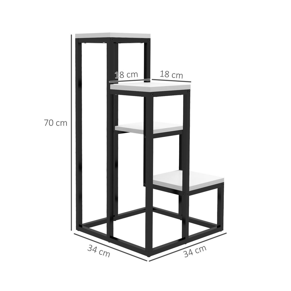 Outsunny Pflanzenständer weiß Holz B/H/L: ca. 34x70x34 cm Pflanzenständer - weiß/schwarz (34,00/34,00/70,00cm) - Outsunny