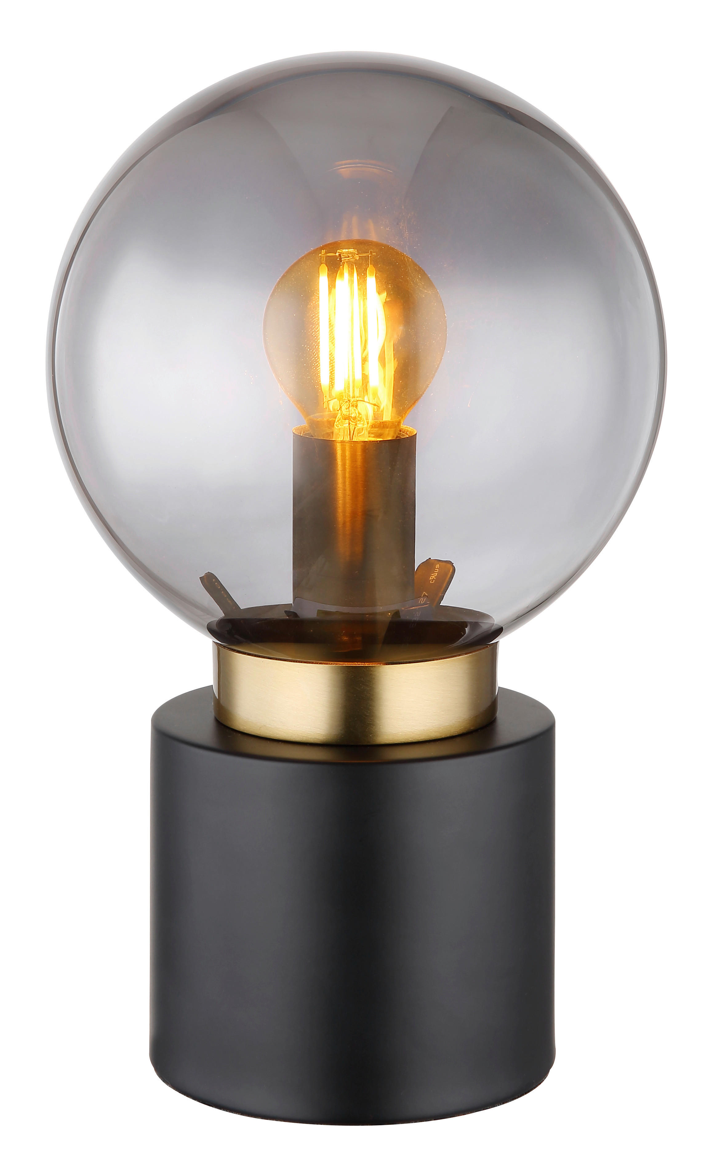 GLOBO Tischleuchte Rauch schwarz Glas Metall H/D: ca. 24,5x15 cm E14 1 Brennstellen MARKA - schwarz/Rauch (15,00/24,50cm) - GLOBO