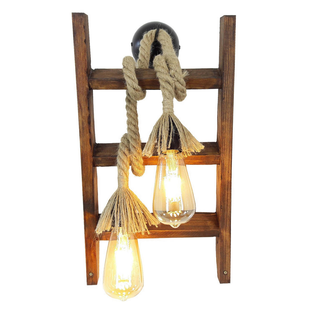 Opviq Wandleuchte nussbaum Kiefer B/H/L: ca. 25x23x45 cm E27 1 Brennstellen Merdiven Halat Aplik - nussbaum (45,00/25,00/23,00cm) - Opviq