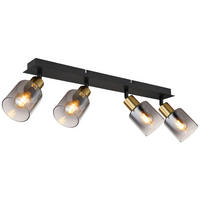 Spot Hollsy 54310-4 schwarz Rauch Metall Glas B/H/L: ca. 8x18x55 cm E14 4 Brennstellen Spot_4flg.Hollsy - schwarz/Rauch (55,00/8,00/18,00cm)