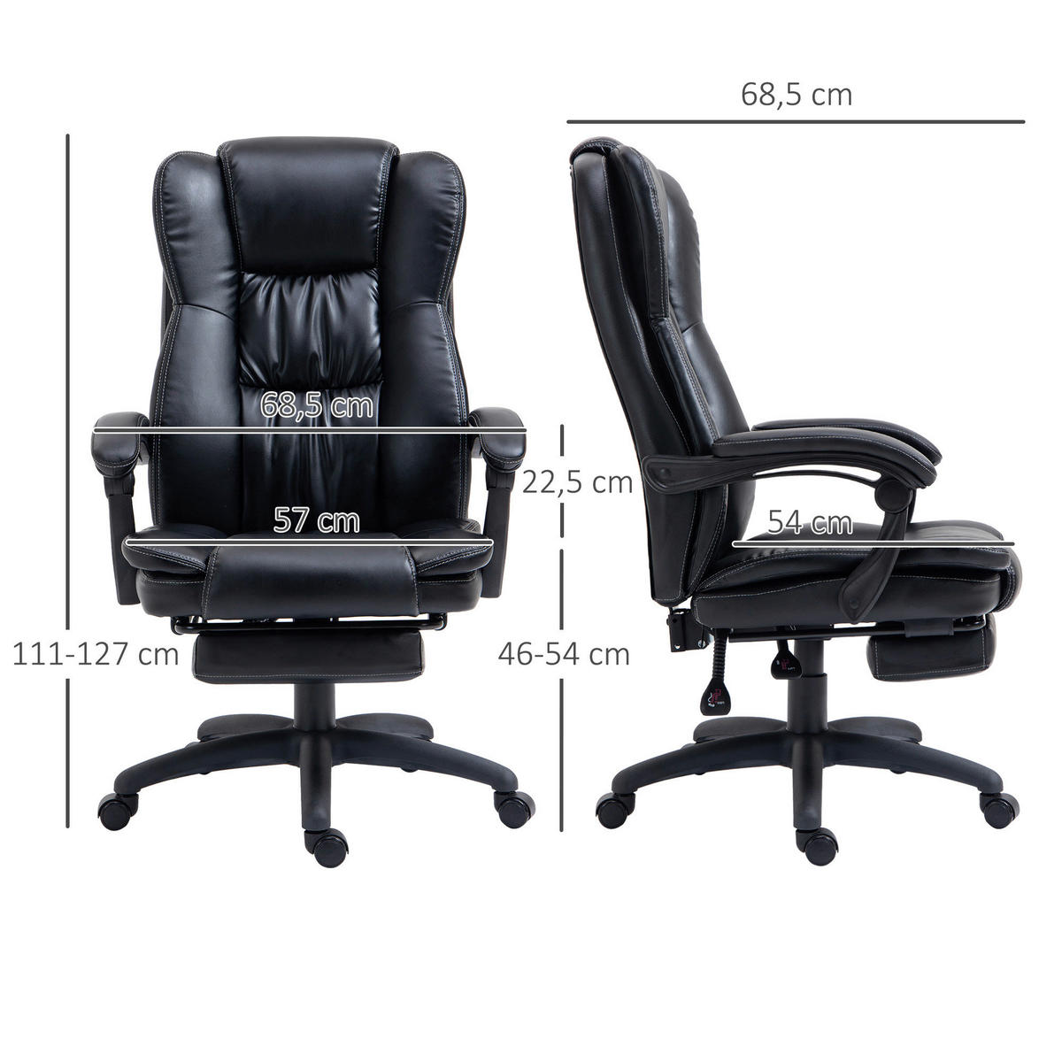 Drehstuhl 921-539V90BK schwarz 921-539V90BK - schwarz (68,50/119,00/68,50cm) - Vinsetto