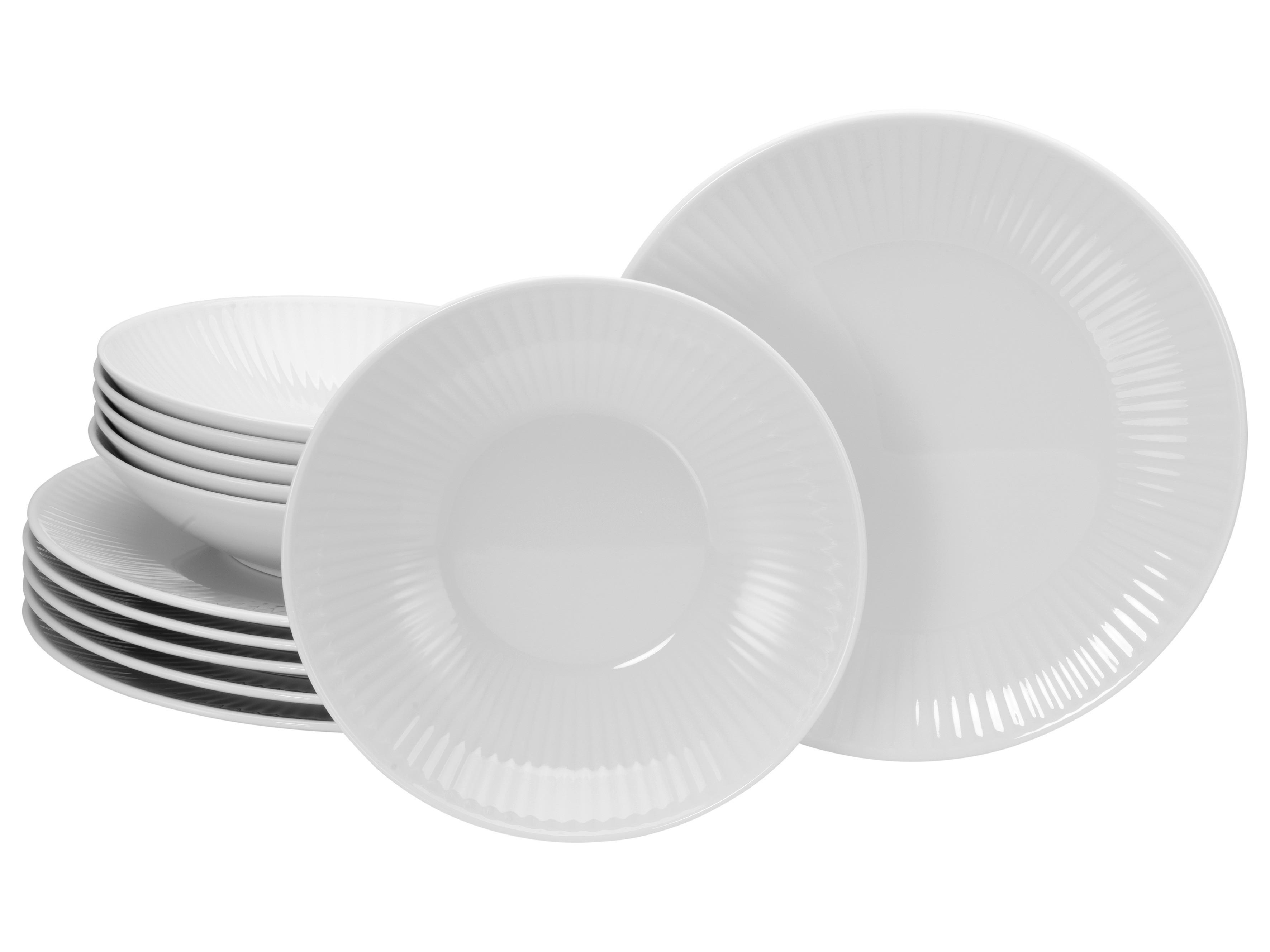 CreaTable Tafelservice Valencia weiß Porzellan 12 tlg. Valencia - weiß - CreaTable