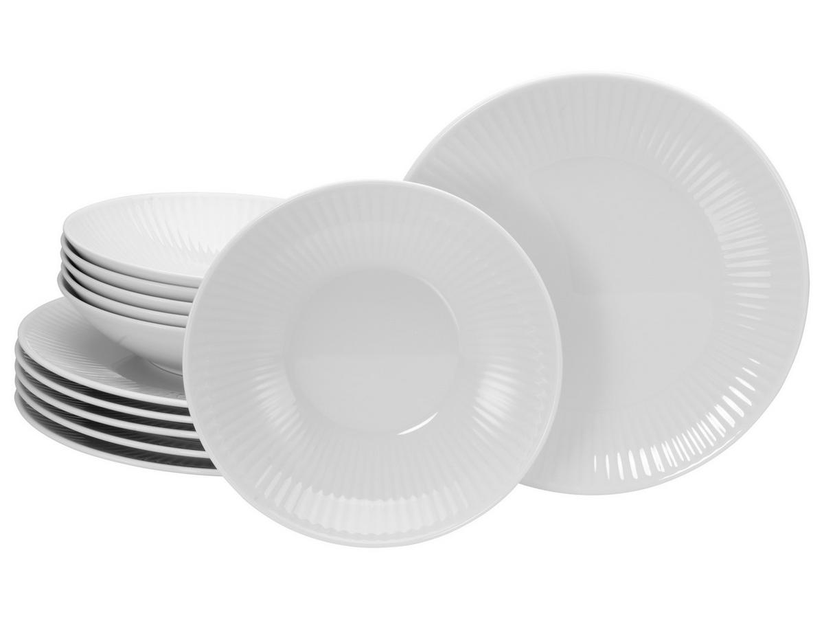 CreaTable Tafelservice Valencia weiß Porzellan 12 tlg. Valencia - weiß - CreaTable