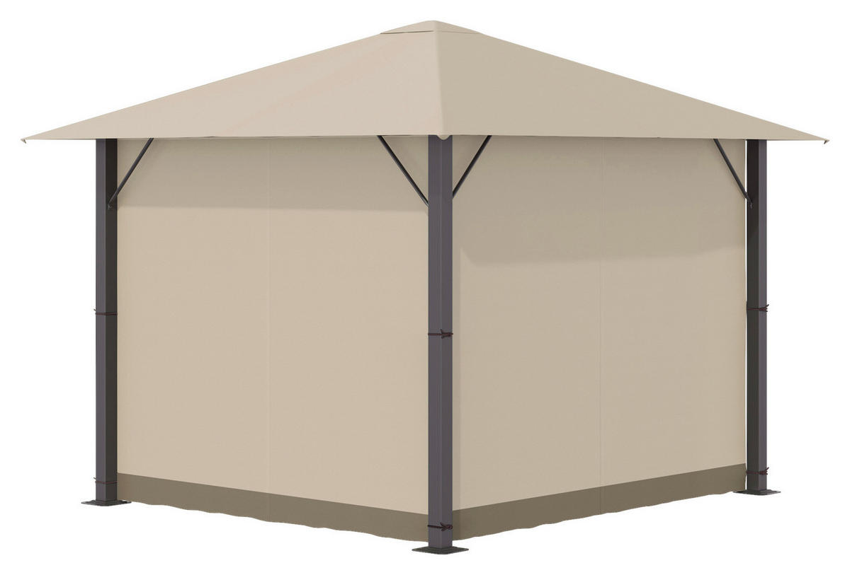 Outsunny Pavillon khaki Aluminium B/H/L: ca. 297x260x297 cm Pavillon - khaki (297,00/297,00/260,00cm) - Outsunny