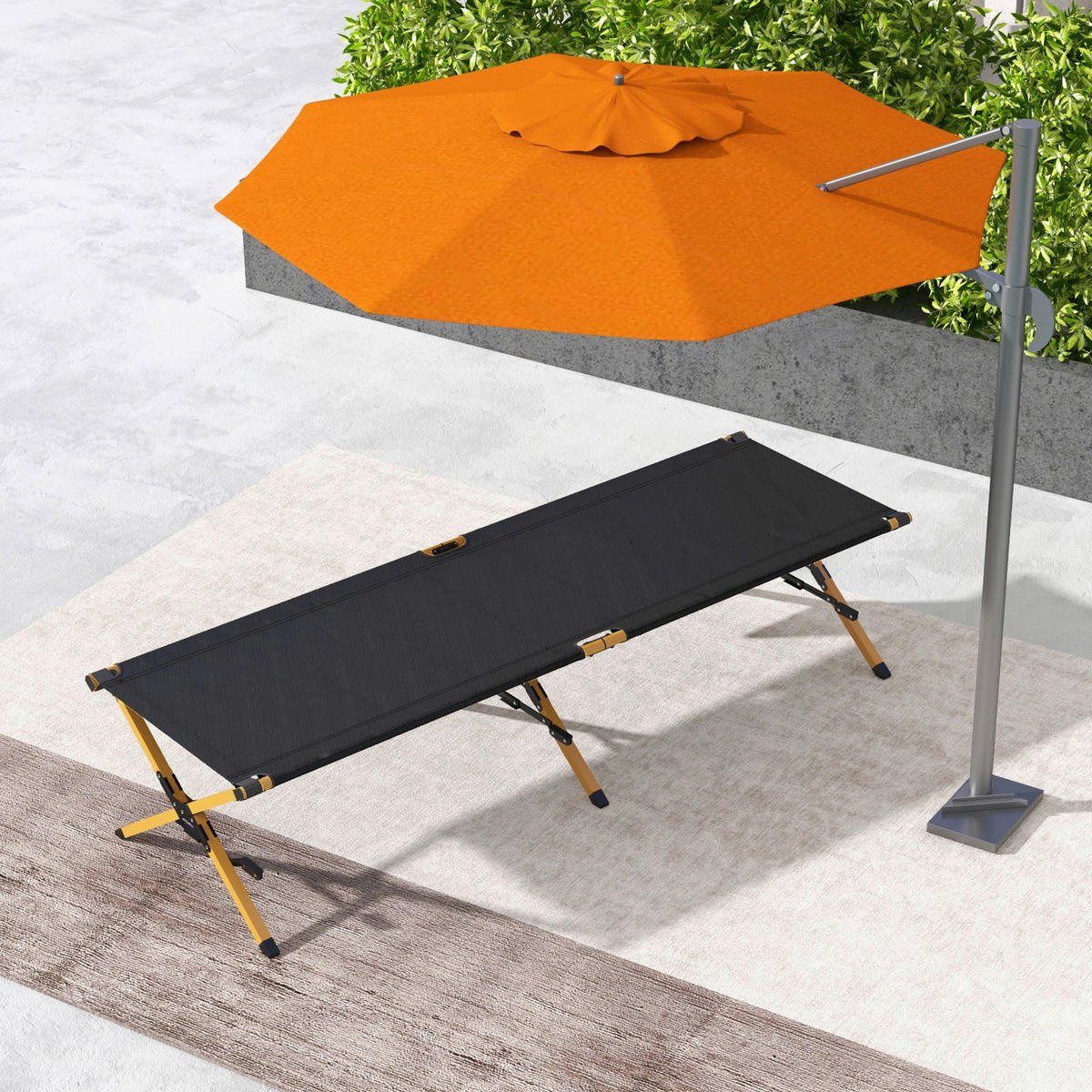 Outsunny Sonnenliege schwarz Nylon B/H/L: ca. 64x45x196 cm Sonnenliege - schwarz (196,00/64,00/45,00cm) - Outsunny
