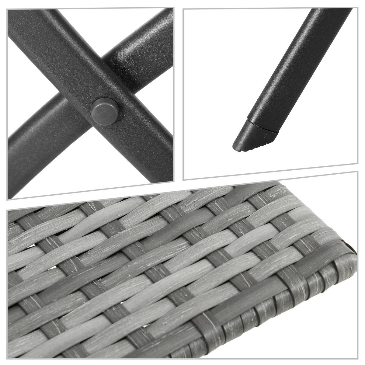 Outsunny Sitzgruppe grau Polyrattan B/H/L: ca. 60x60x72 cm Gartenmöbel-Set - grau (72,00/60,00/60,00cm) - Outsunny