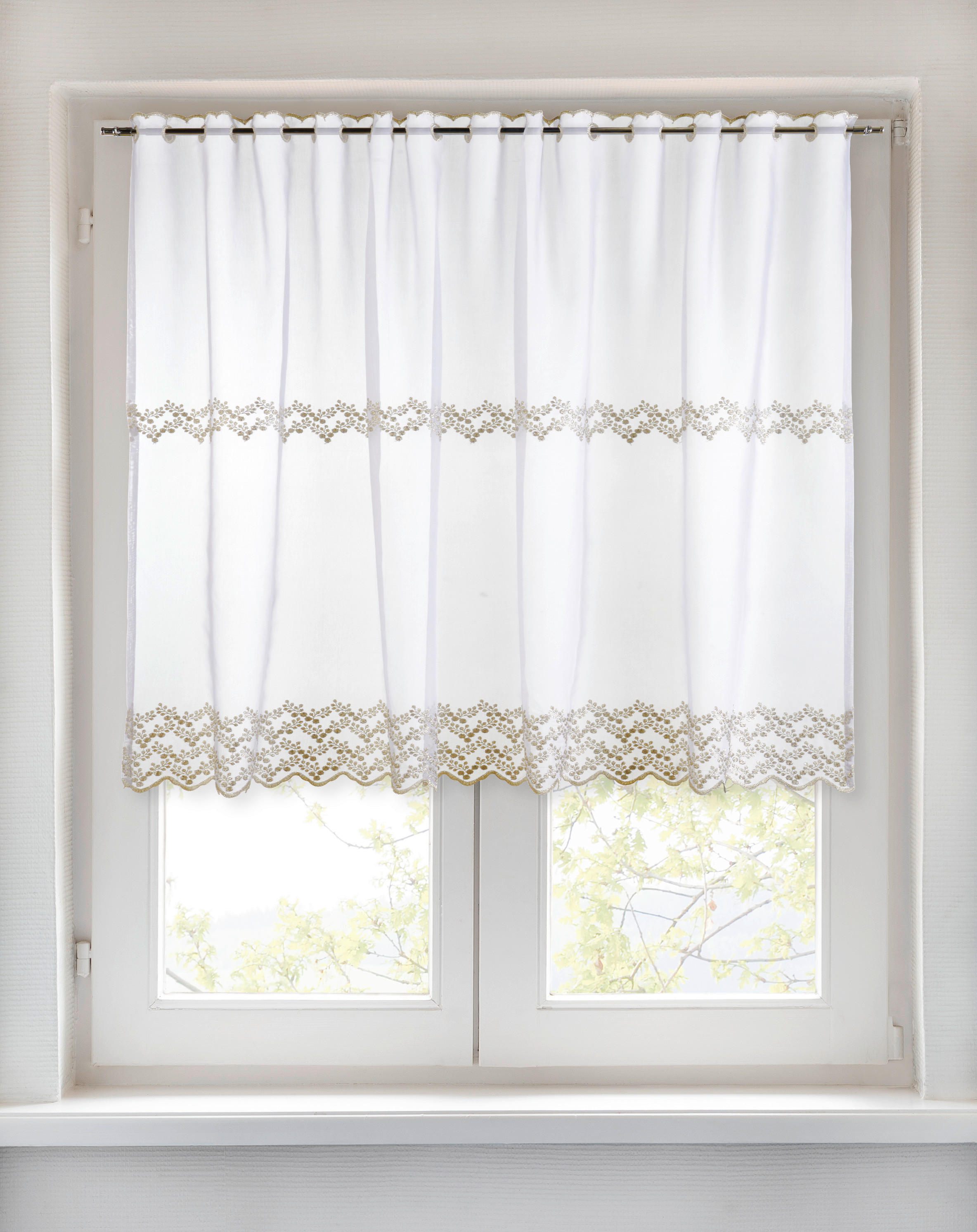 POCOline Scheibengardine Petra weiß B/L: ca. 110x140 cm Petra - gold/weiß (110,00/140,00cm) - POCOline