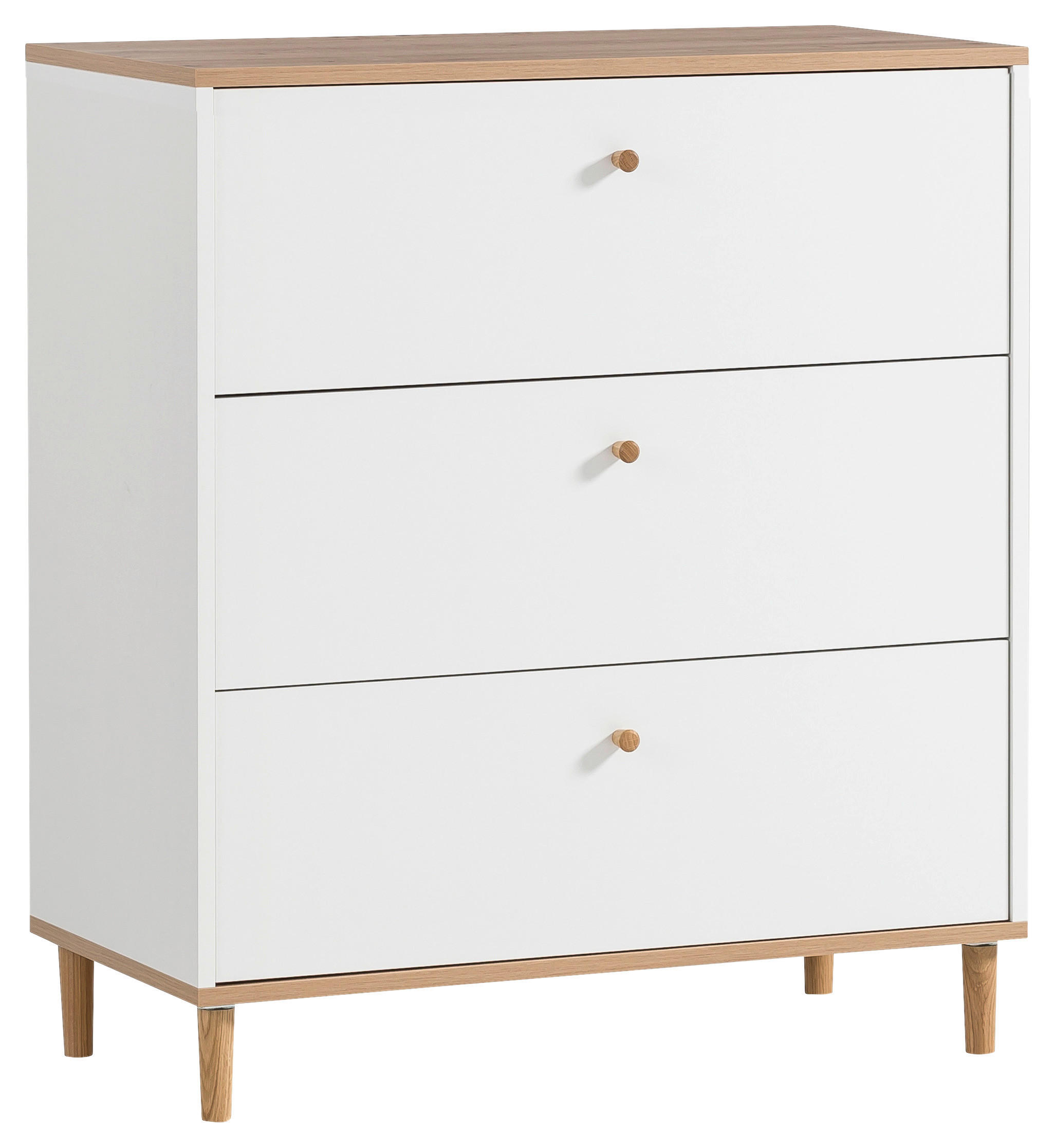 Kommode Hilda weiß matt Eiche Artisan Nachbildung B/H/T: ca. 80,1x91,4x40 cm Hilda - Eiche/weiß (80,10/91,40/40,00cm) - Möbelpartner