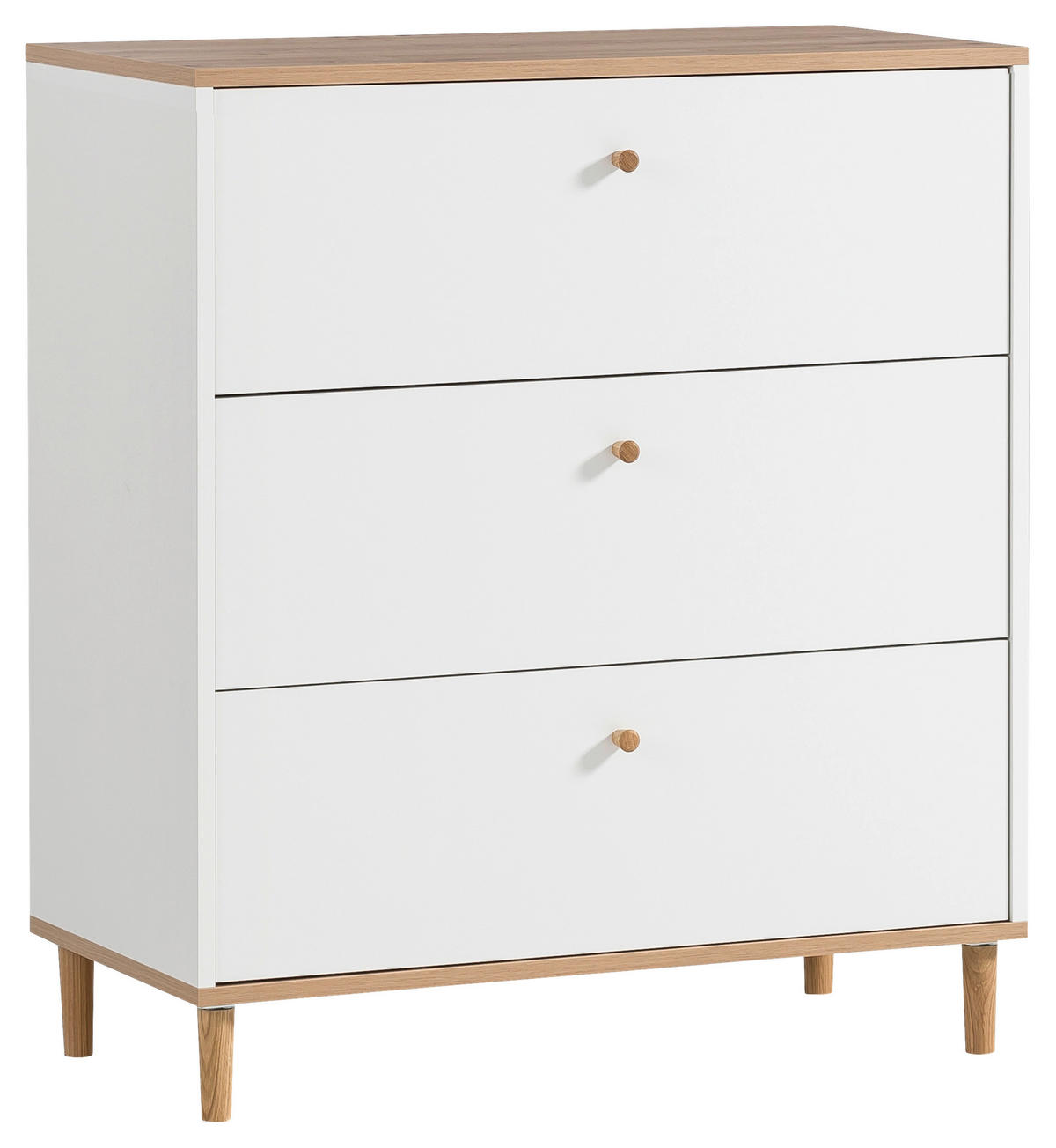 Kommode Hilda weiß matt Eiche Artisan Nachbildung B/H/T: ca. 80,1x91,4x40 cm Hilda - Eiche/weiß (80,10/91,40/40,00cm) - Möbelpartner