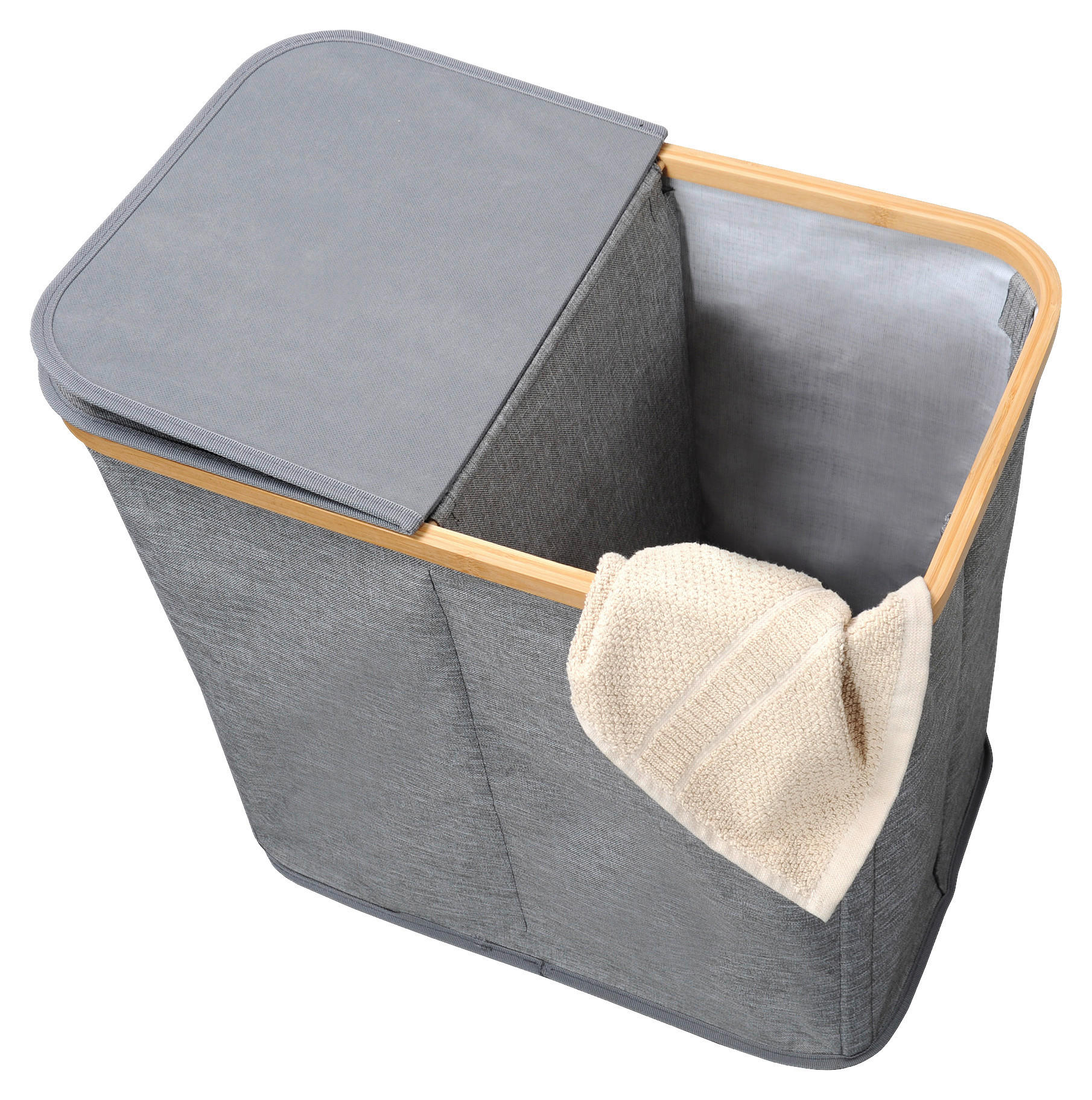 Kesper Wäschesammler grau Polyester B/H/T: ca. 55,2x7x35,5 cm Wäschesammler - grau (55,20/7,00/35,50cm) - Kesper