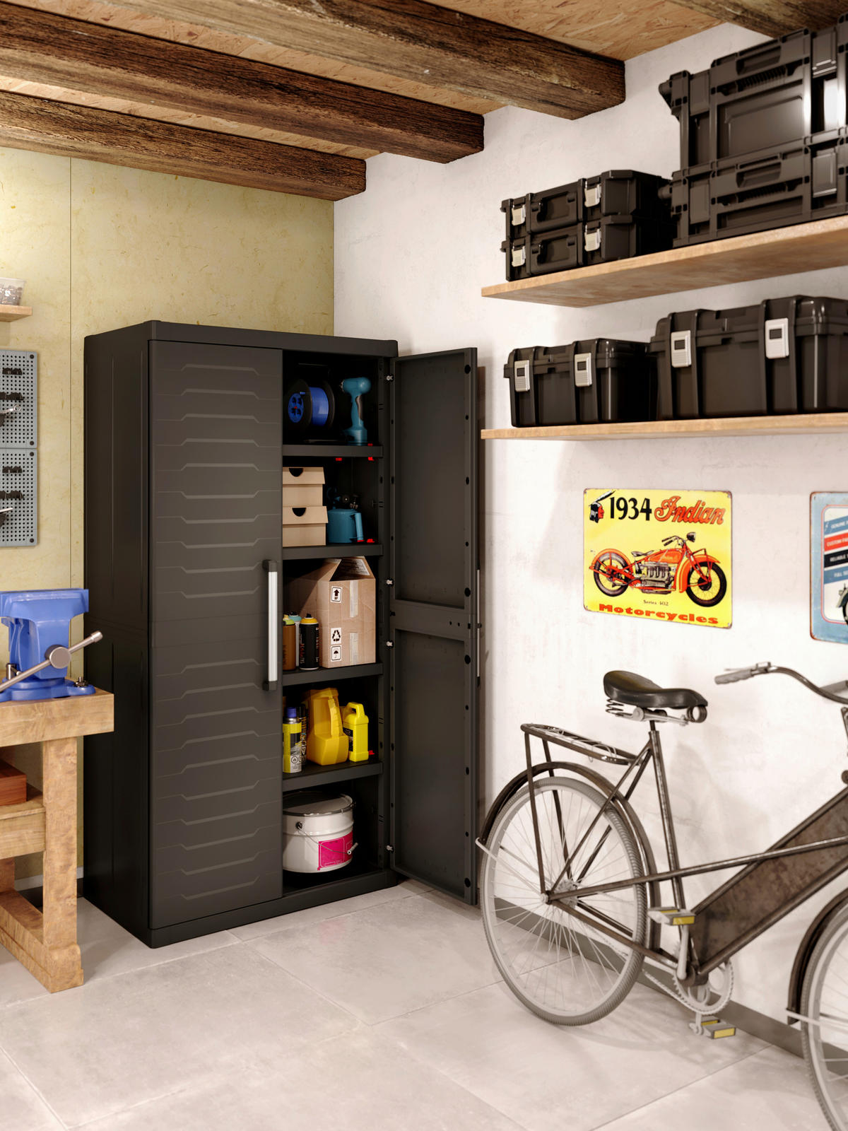 Keter Kunststoffschrank Detroit XL schwarz Kunststoff B/H/T: ca. 89x182x54 cm Detroit XL - schwarz (89,00/182,00/54,00cm) - Keter