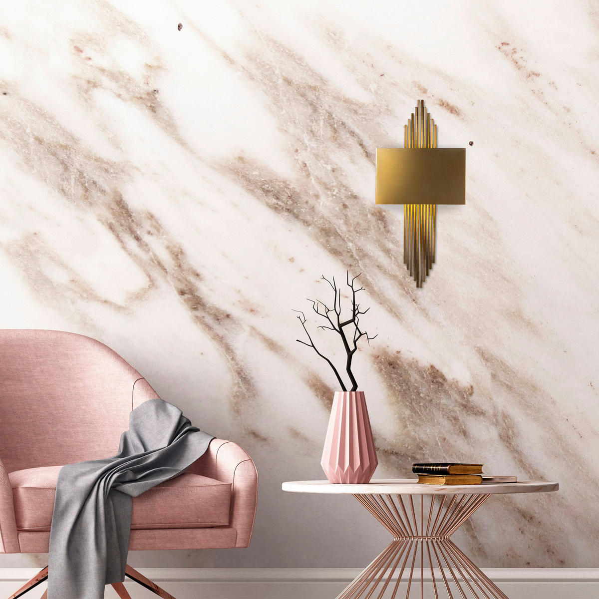 Opviq Wandleuchte Metall B/H/L: ca. 10x22x75 cm E27 1 Brennstellen Wandleuchte_615-A - (75,00/10,00/22,00cm) - Opviq