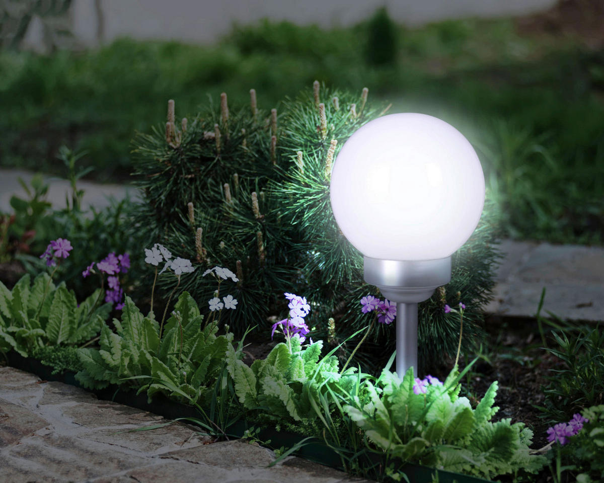 LED-Kugelerdspieß 4111323 weiß Kunststoff H/D: ca. 70x25 cm LED Kugelerdspieß "BALL" 25 cm - weiß (25,00/70,00cm) - Näve Leuchten