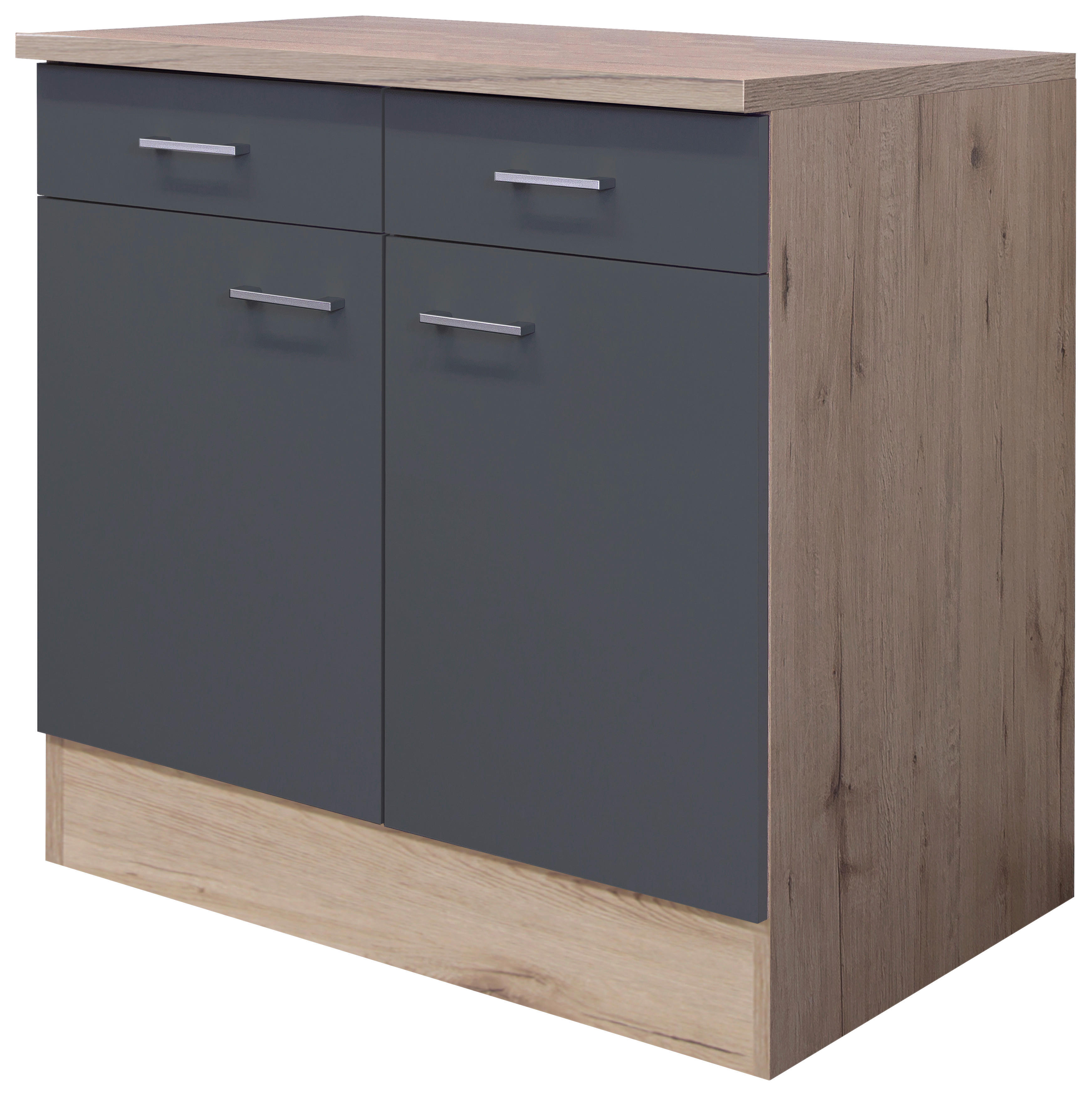 Unterschrank Morena grau matt B/H/T: ca. 80x85x60 cm Morena - Eiche/Basalt (80,00/85,00/60,00cm) - Flex-Well