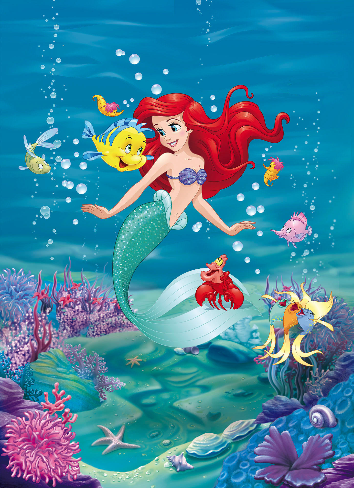 Disney Fototapete Arielle Die Meerjungfrau   Ariel Singing B/l Ca. 20x20  Cm