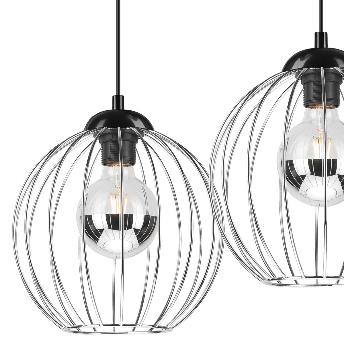 Lamkur Pendelleuchte schwarz Metall B/H/L: ca. 24x86x24 cm E27 2 Brennstellen ZOYA - schwarz (24,00/24,00/86,00cm) - Lamkur