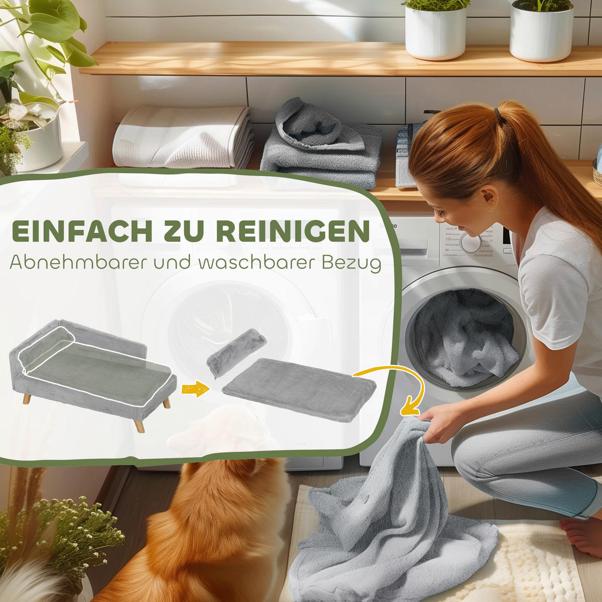 PawHut Hundesofa hellgrau Schaumstoff B/H/L: ca. 50x40x80 cm Hundesofa - hellgrau (80,00/50,00/40,00cm) - PawHut