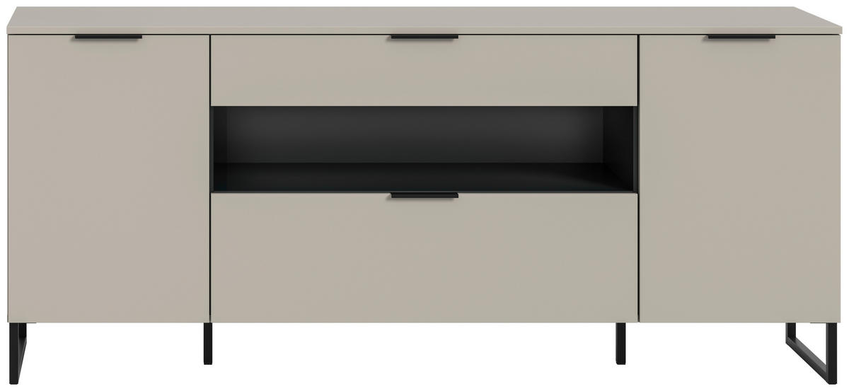 Sideboard Noida Kaschmirgrau Nachbildung schwarz B/H/T: ca. 80x185x41 cm Noida - schwarz (80,00/185,00/41,00cm) - xonox.home