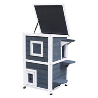 PawHut Katzenvilla grau Holz B/H/L: ca. 51x81x51 cm Katzenvilla - weiß/grau (51,00/51,00/81,00cm) - PawHut