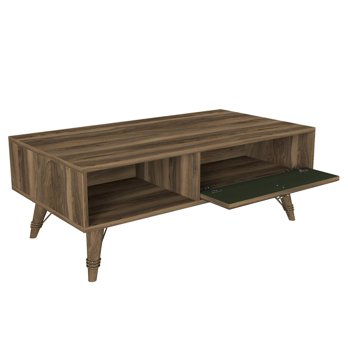 Couchtisch Valente walnuss Nachbildung dunkelgrün B/H/T: ca. 110x41,6x60 cm Valente - walnuss/dunkelgrün (110,00/41,60/60,00cm) - moebel17