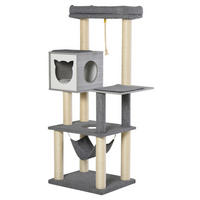 PawHut Katzenkratzbaum grau Spanplatte Katzenkratzbaum Hängem/Küschlh. - natur/grau - PawHut