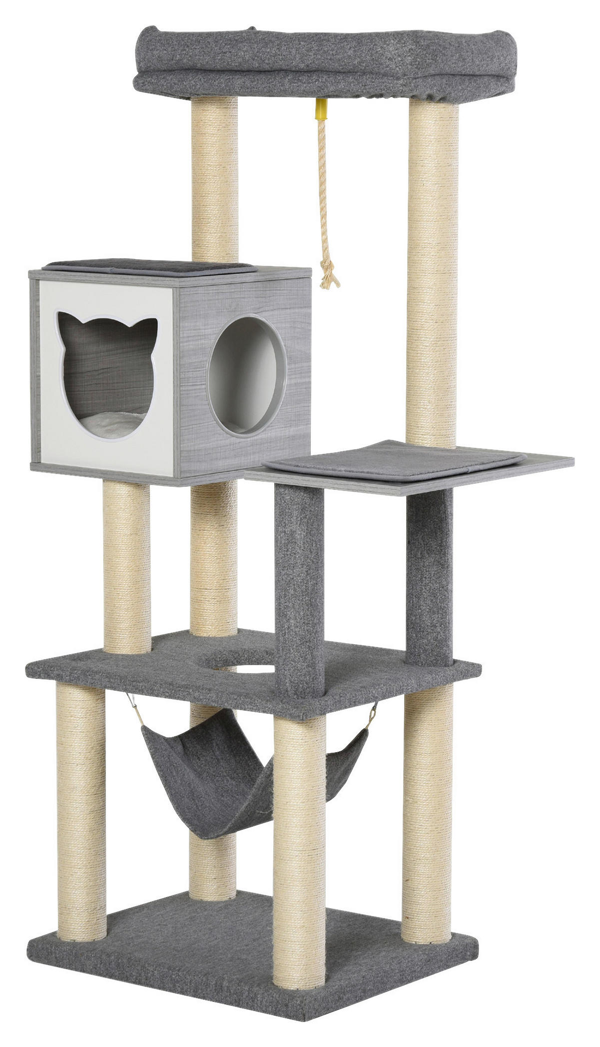 PawHut Katzenkratzbaum grau Spanplatte Katzenkratzbaum Hängem/Küschlh. - natur/grau - PawHut