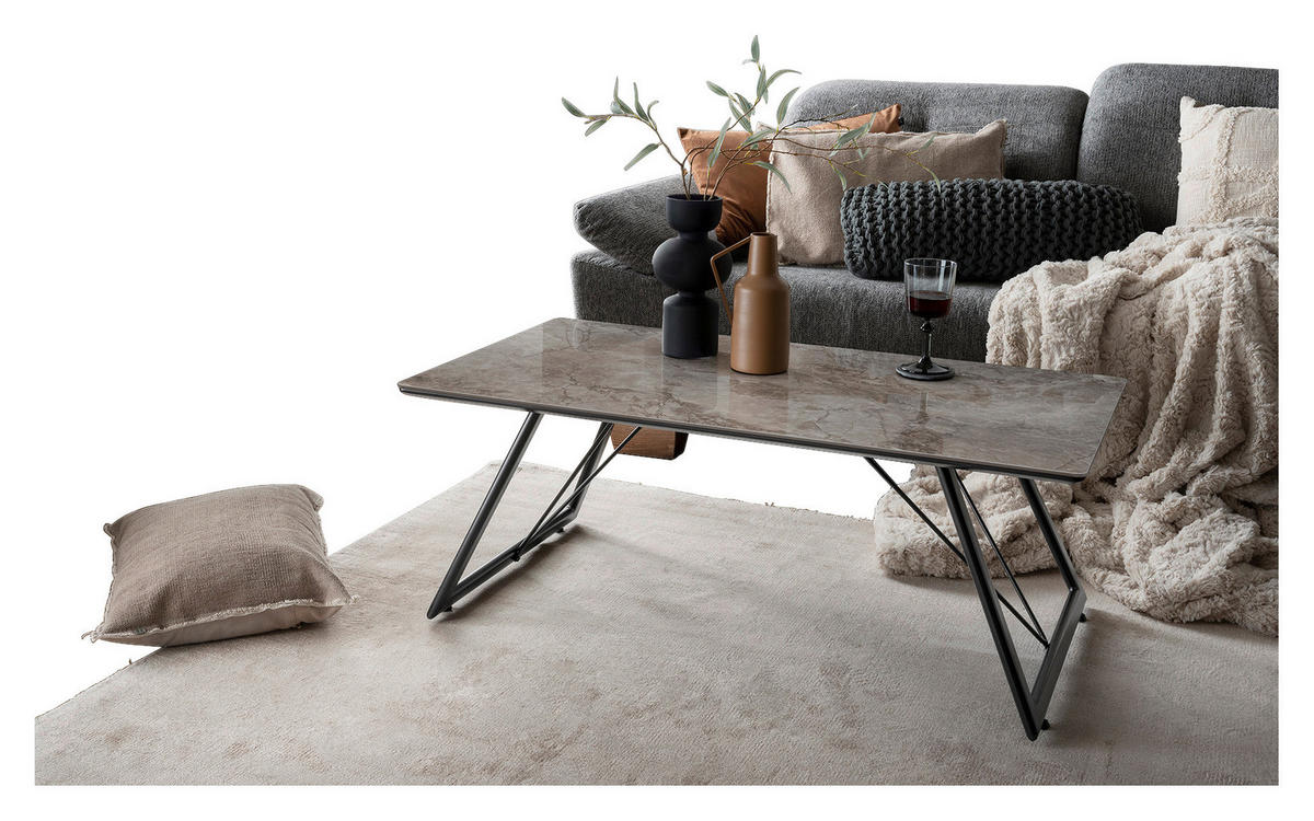 Couchtisch Chloe grau Keramik Hochglanz Nachbildung B/H/T: ca. 110x42x60 cm Chloe - grau (110,00/42,00/60,00cm)