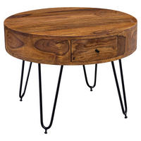 Wohnling Couchtisch natur schwarz Echtholz Edelstahl B/H/T: ca. 60x44,5x60 cm Couchtisch - natur/schwarz (60,00/44,50/60,00cm) - Wohnling