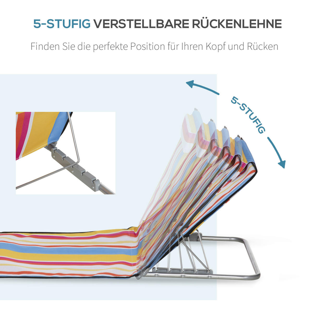 Outsunny Strandliege 2er Set mehrfarbig Stahl B/H/L: ca. 53x45x124 cm Strandliege 2er Set - mehrfarbig (124,00/53,00/45,00cm) - Outsunny