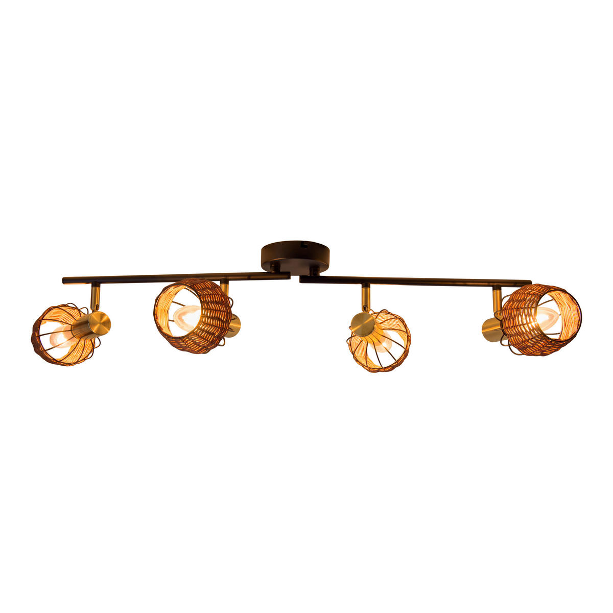 Näve Leuchten Spotleuchte 1389022 braun Rattan Metall B/H/T: ca. 8,5x16x78 cm E14 4 Brennstellen Corbis - braun (8,50/16,00/78,00cm) - Näve Leuchten
