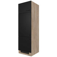 Kühlumbauschrank Capri schwarz matt B/H/T: ca. 60x200x57 cm Capri - schwarz/Oak (60,00/200,00/57,00cm) - Flex-Well