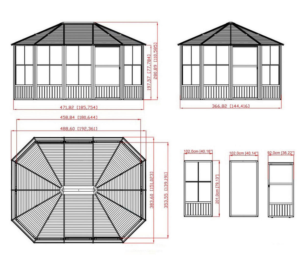 Sojag Kaltwintergarten Charleston anthrazit Aluminium B/H/T: ca. 472x281x367 cm Charleston - anthrazit (472,00/281,00/367,00cm) - Sojag