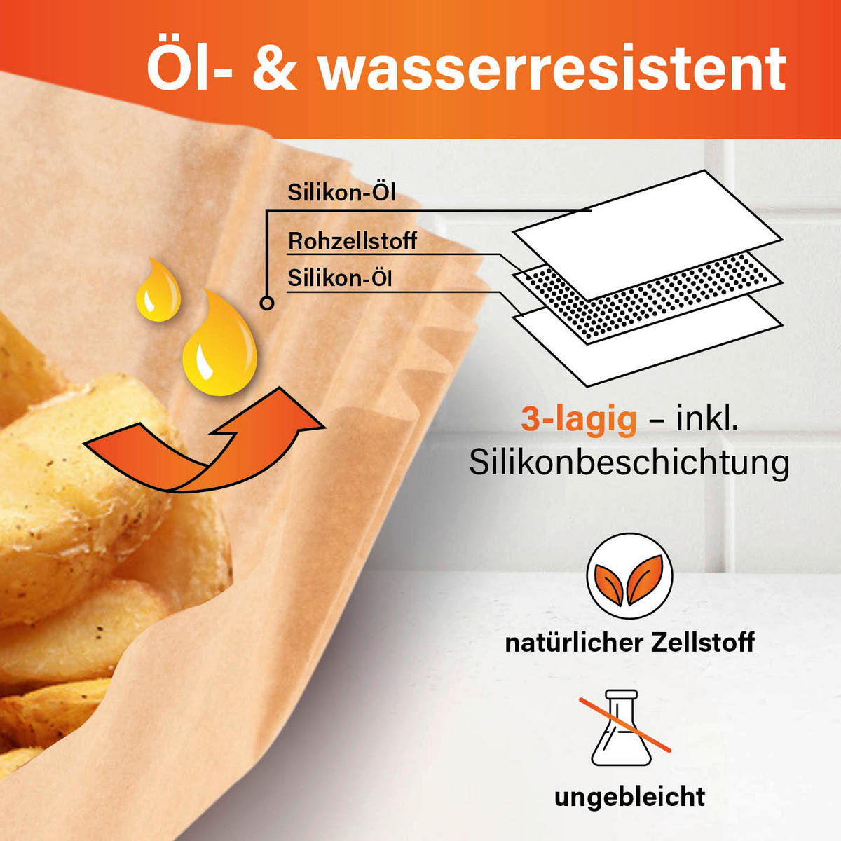 GOURMETmaxx Backpapier H/D: ca. 8x22,5 cm Backpapier_Heißluftfritteuse 100Stk - (22,50/8,00cm) - GOURMETmaxx