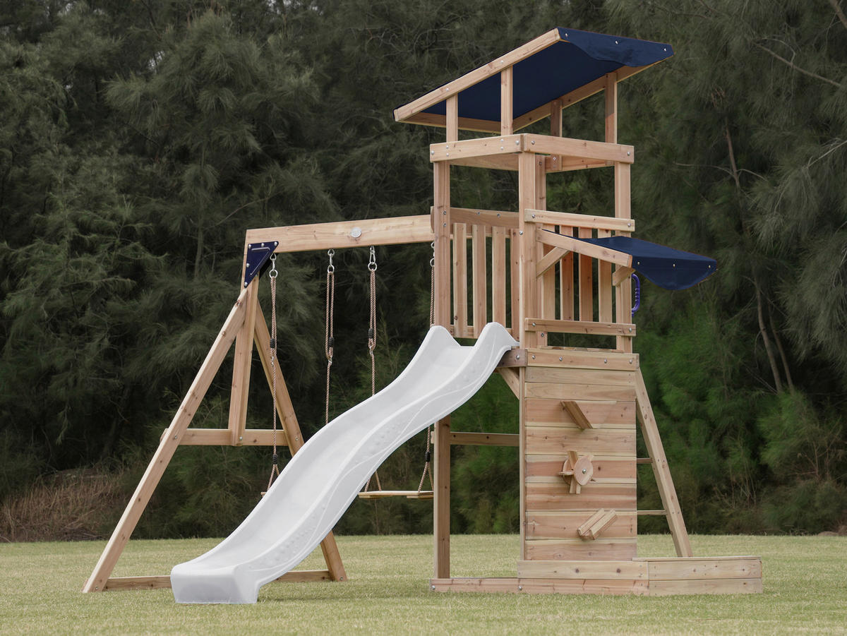 AXI Spielturm Malik weiß B/H/L: ca. 345x270x336 cm Malik - braun/weiß (336,00/345,00/270,00cm) - AXI