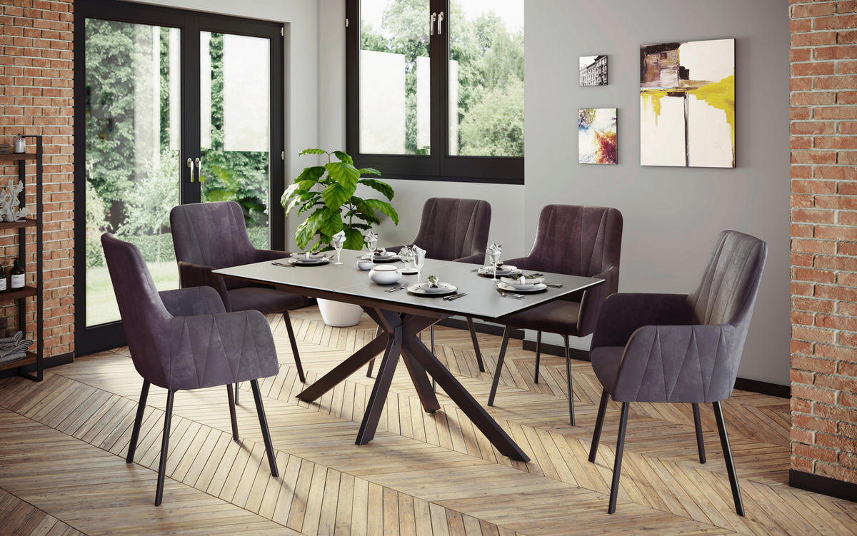 Stuhl Gesa 2er Set anthrazit Vintage Microfaser B/H/T: ca. 56x88x64 cm Gesa 2er Set - schwarz/anthrazit (56,00/88,00/64,00cm) - Hela