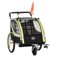 HOMCOM Fahrrad-Zubehör gelb gelb B/H/L: ca. 75x142x101 cm Kinderfahrradanhänger - gelb/schwarz (101,00/75,00/142,00cm) - HOMCOM