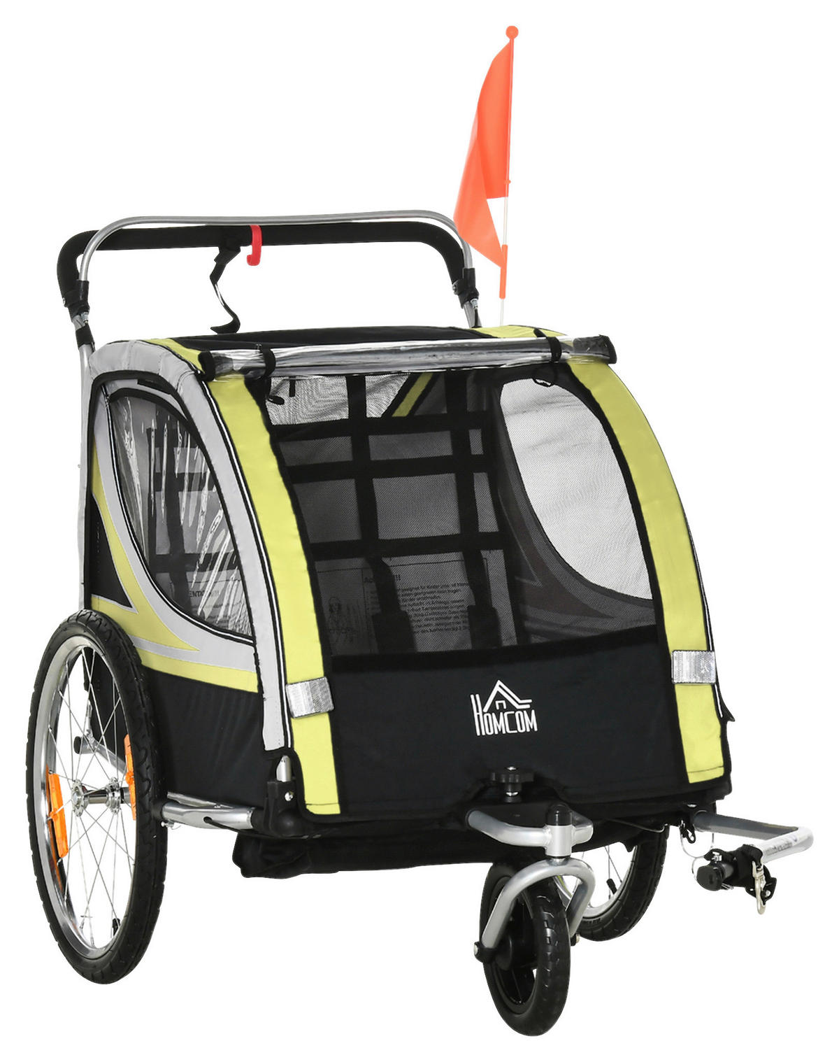 HOMCOM Fahrrad-Zubehör gelb gelb B/H/L: ca. 75x142x101 cm Kinderfahrradanhänger - gelb/schwarz (101,00/75,00/142,00cm) - HOMCOM