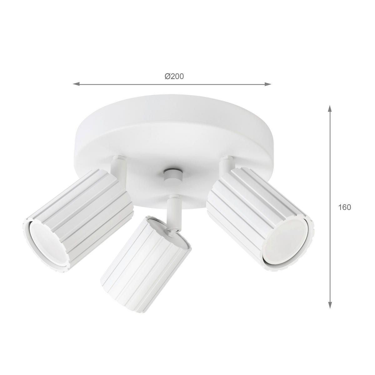 Lamkur Strahler weiß Stahl B/H/L: ca. 18x19,5x18 cm 3 Brennstellen Prisma - weiß (18,00/18,00/19,50cm) - Lamkur