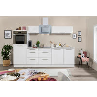 Respekta Küchenblock Amanda weiß Hochglanz B/H/T: ca. 270x200x60 cm Amanda - weiß/Edelstahloptik (270,00/200,00/60,00cm) - Respekta