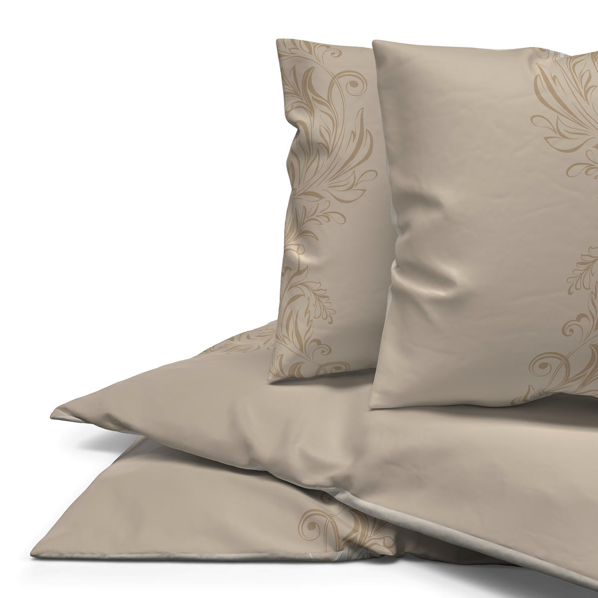 Baumwoll Bettwäsche Biber Bettwäsche_Biber_Catharina 200x200 - sand/taupe (200,00/200,00cm) - beau rêve
