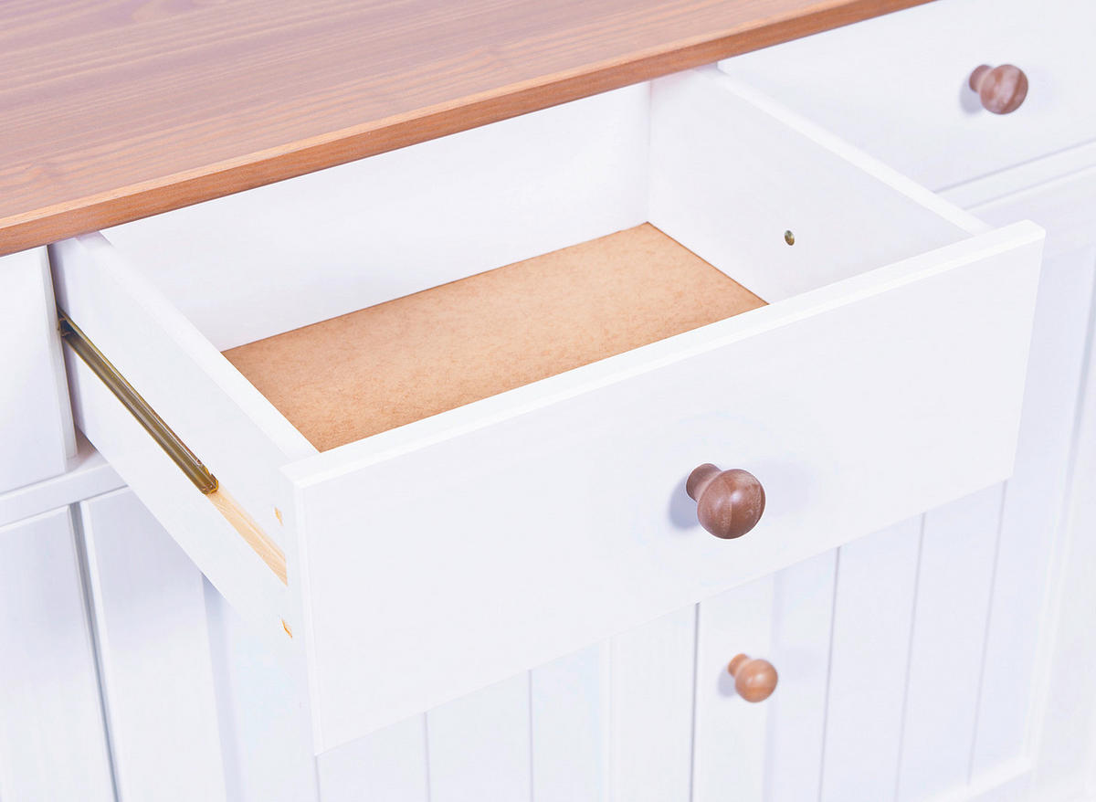 Buffet Westerland weiß lackiert Kiefer B/H/T: ca. 131x205x45 cm Westerland - weiß (131,00/205,00/45,00cm) - Inter Link