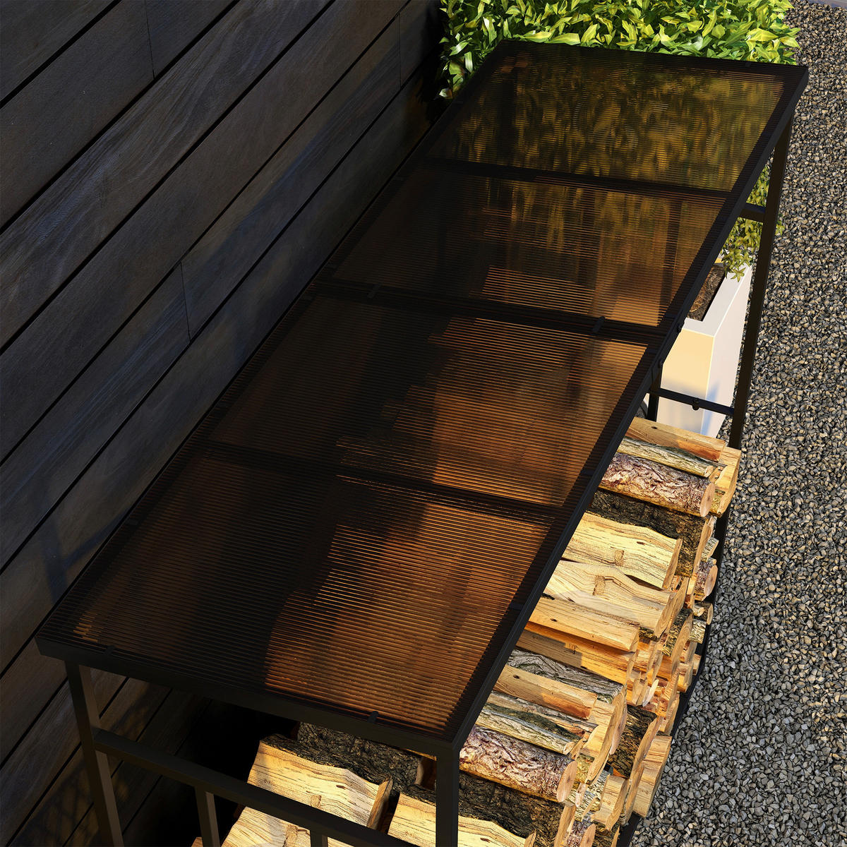 Outsunny Kaminholzregal schwarz B/H/L: ca. 67x185x185 cm Kaminholzregal - schwarz (185,00/67,00/185,00cm) - Outsunny
