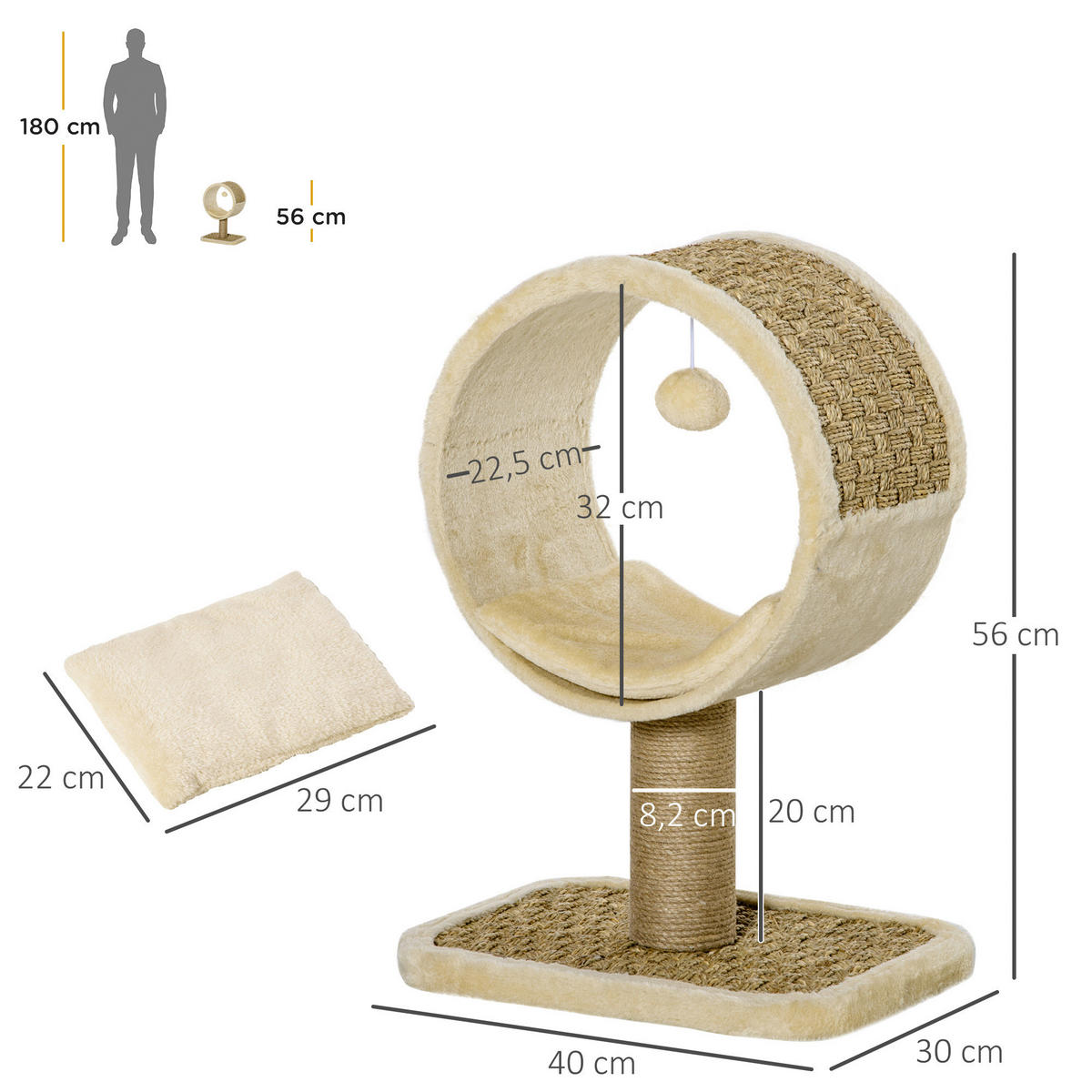 PawHut Kratzbaum Kratzbaum - (40,00/30,00/56,00cm) - PawHut