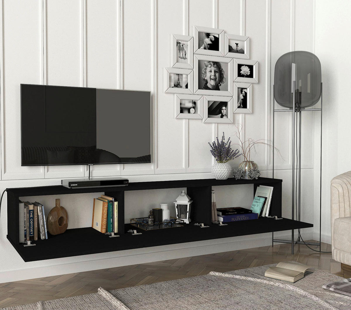 TV-Lowboard Damla schwarz B/H/T: ca. 180x29,5x29,5 cm Damla - schwarz (180,00/29,50/29,50cm) - moebel17