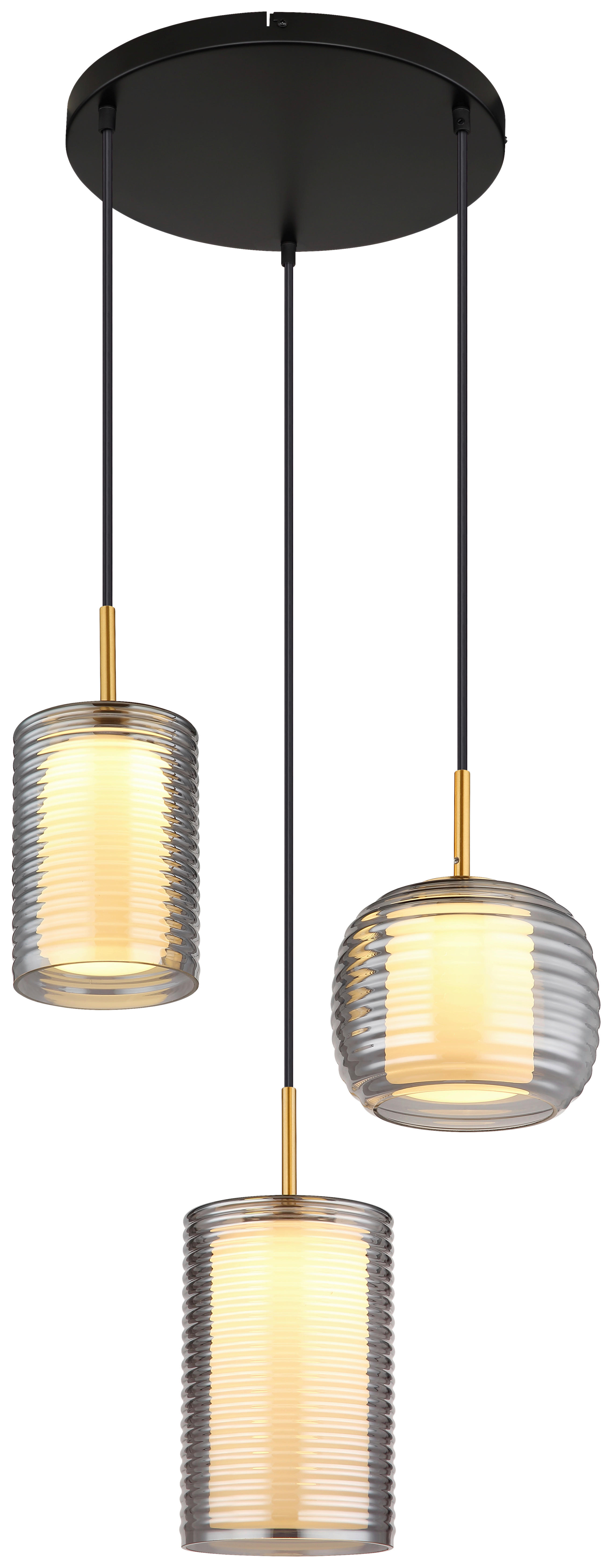 GLOBO LED-Pendelleuchte messing Rauch mattschwarz Glas Metall Aluminium H/D: ca. 150x50 cm LAMPIGNA - messing/Rauch (50,00/150,00cm) - GLOBO