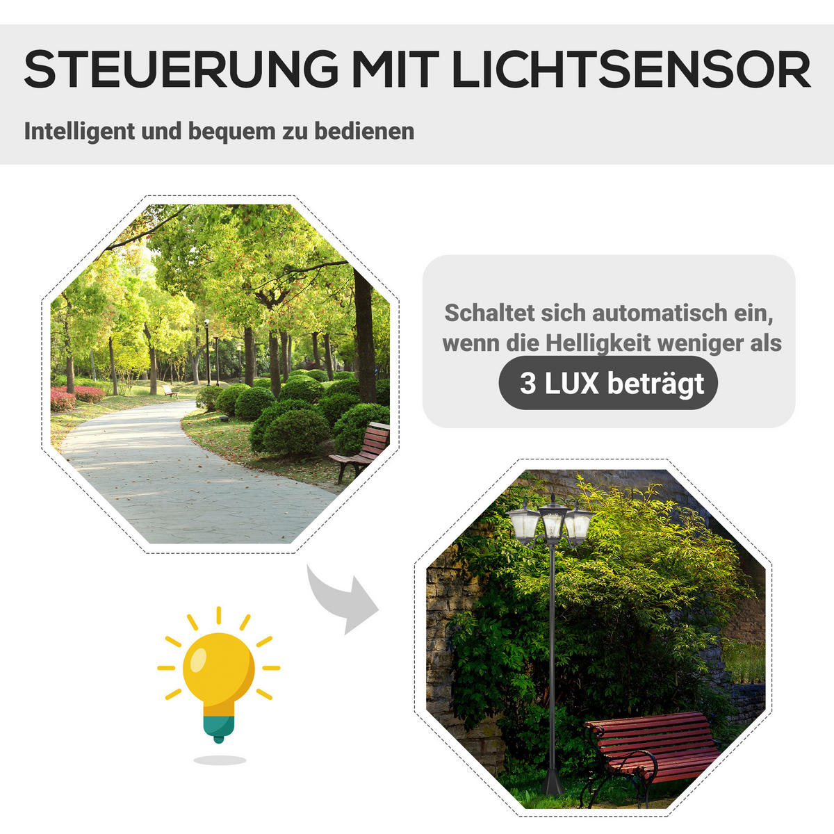 Solar Gartenleuchte 842-109 842-109 schwarz Edelstahl Kunststoff B/H/L: ca. 47x182,5x51,5 cm Solar Gartenleuchte 842-109 - schwarz (51,50/47,00/182,50cm) - Outsunny